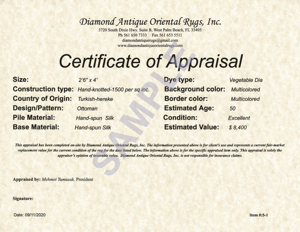 certifika of appraisal